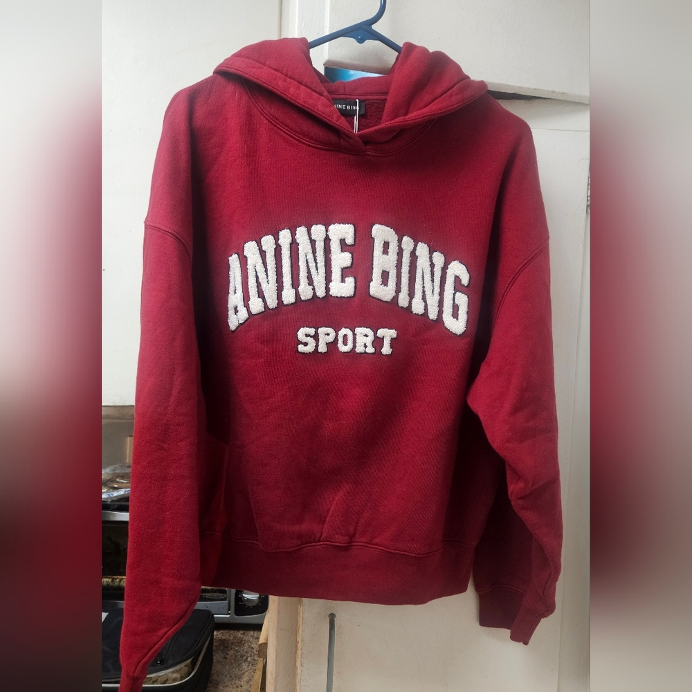 NWT New Anine Bing Cabernet red Alec Hoodie Sport XS Extra-Small